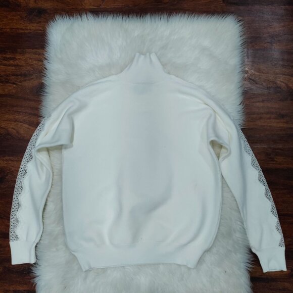 Sachin & Babi White High-Neck Sweater Lace Trim Sleeves Women's Size Small NWOT - Picture 2 of 14